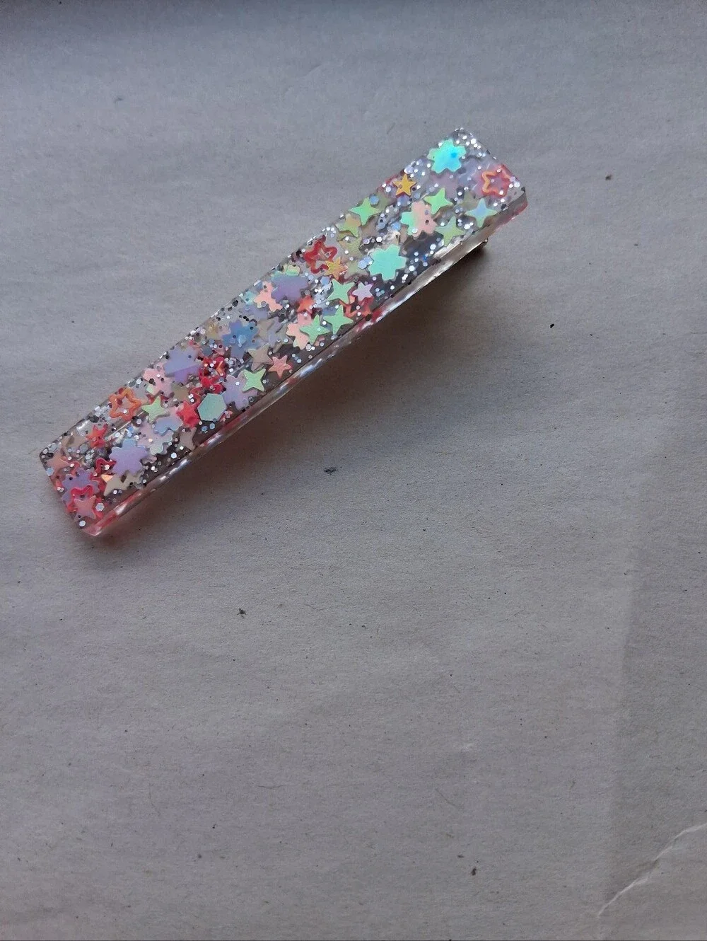 5/$25 Hand Crafted Multicolor Star Glitter Resin Bar Clip